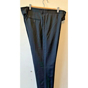 NWT Jos A Bank 35R Raw Hem 100% Wool Flat Dress Pants Executive Collection Black